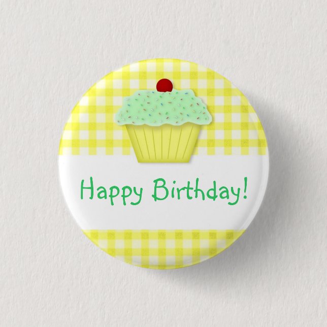 Badge Rond 2,50 Cm Bouton Cupcake Anniversaire (Devant)