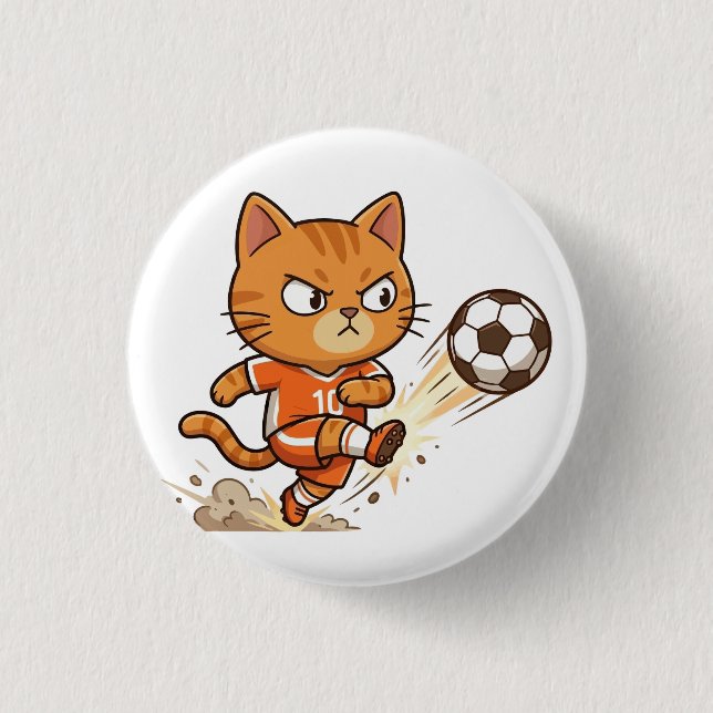 Badge Rond 2,50 Cm Bouton d'action Chat de Football (Devant)