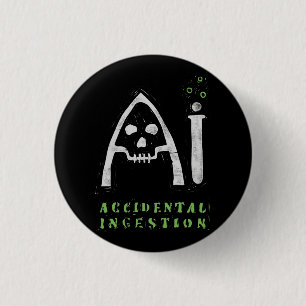Badge Rond 2,50 Cm Bouton d'AI (noir)