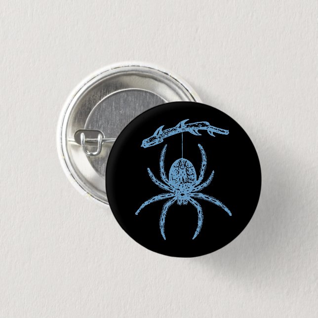 Badge Rond 2,50 Cm Bouton Dainty Blue Spider (Devant & derrière)