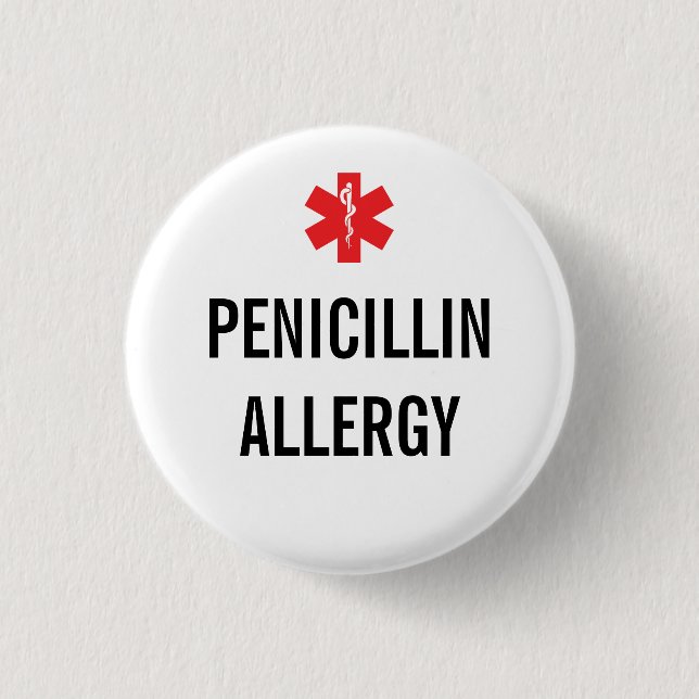 Badge Rond 2,50 Cm Bouton d'alerte d'allergie de pénicilline (Devant)