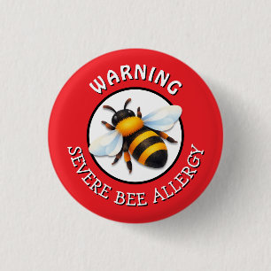 Badge Rond 2,50 Cm Bouton d'alerte d'allergie grave aux abeilles