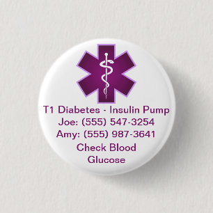 Badge Rond 2,50 Cm Bouton d'alerte Médicale personnalisé Purple