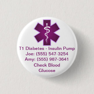Badge Rond 2,50 Cm Bouton d'alerte Médicale personnalisé Purple