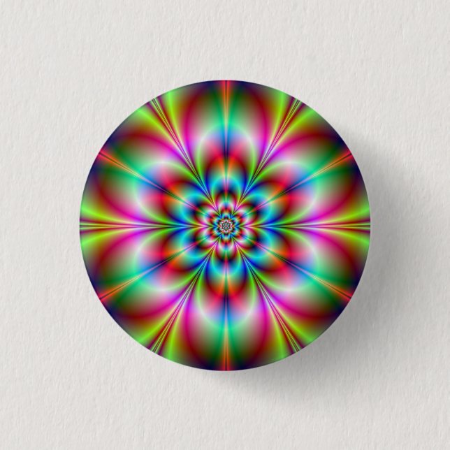 Badge Rond 2,50 Cm Bouton d'alimentation du fleur (Devant)