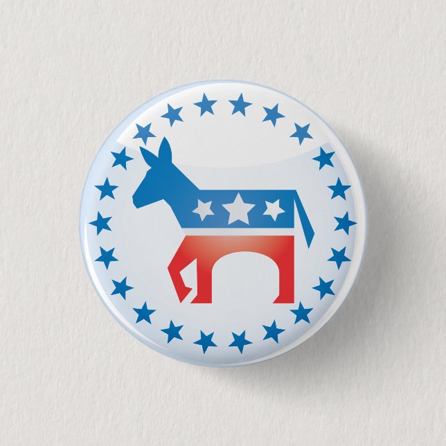 Badge Rond 2,50 Cm Bouton d'âne démocrate (Devant)