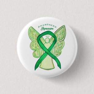 Badge Rond 2,50 Cm Bouton d'angle vert pour la dépression