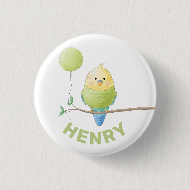 Badge Rond 2,50 Cm Bouton d'anniversaire de Budgie (Devant)