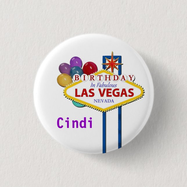 Badge Rond 2,50 Cm Bouton d'anniversaire de Las Vegas personnalisatio (Devant)