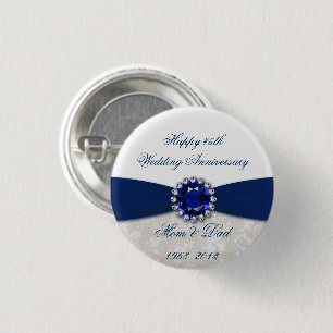 Badge Rond 2,50 Cm Bouton d'anniversaire de mariage de damassé