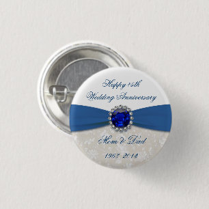 Badge Rond 2,50 Cm Bouton d'anniversaire de mariage de damassé