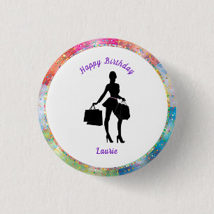 Badge Rond 2,50 Cm Bouton d'anniversaire Glam Shopaholic