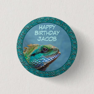 Badge Rond 2,50 Cm Bouton d'anniversaire Iguana