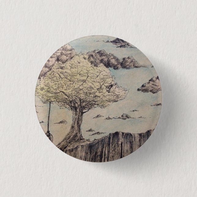 Badge Rond 2,50 Cm Bouton d'arbre (Devant)