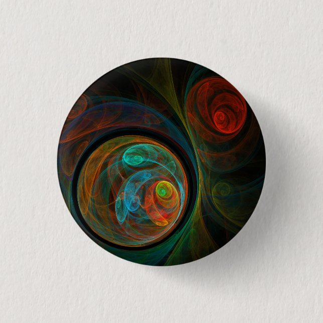 Badge Rond 2,50 Cm Bouton d'art Abstrait bleu de renaissance (rond) (Devant)