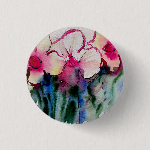 Badge Rond 2,50 Cm Bouton d'art de fleurs colorées