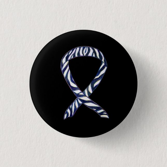 Badge Rond 2,50 Cm Bouton d'art personnalisé Zebra Stripe Awareness (Devant)
