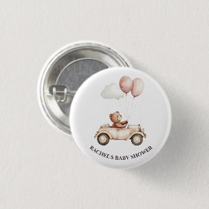 Badge Rond 2,50 Cm Bouton de Baby Shower de Voiture Ourson Vintage