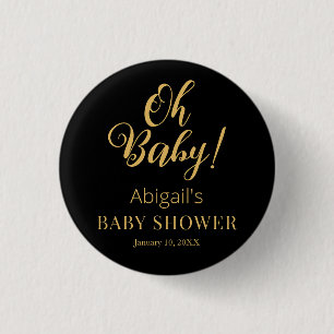 Badge Rond 2,50 Cm Bouton de Baby Shower Élégant avec Texte Personnal