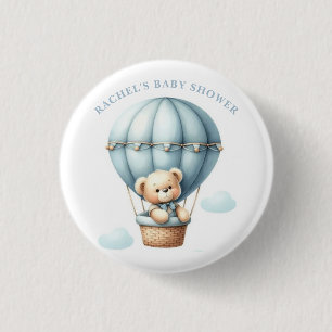 Badge Rond 2,50 Cm Bouton de Baby Shower Montgolfière Ourson