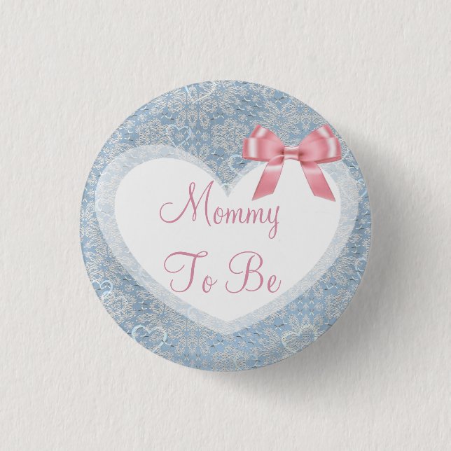 Badge Rond 2,50 Cm Bouton de Baby shower rose et bleu pour maman (Devant)