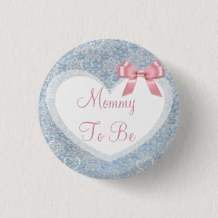 Badge Rond 2,50 Cm Bouton de Baby shower rose et bleu pour maman