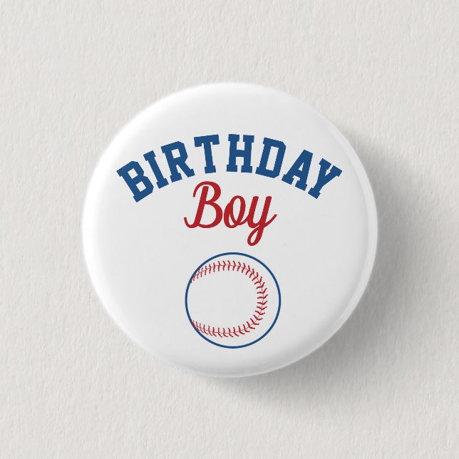 Badge Rond 2,50 Cm Bouton de baseball Birthday Boy (Devant)