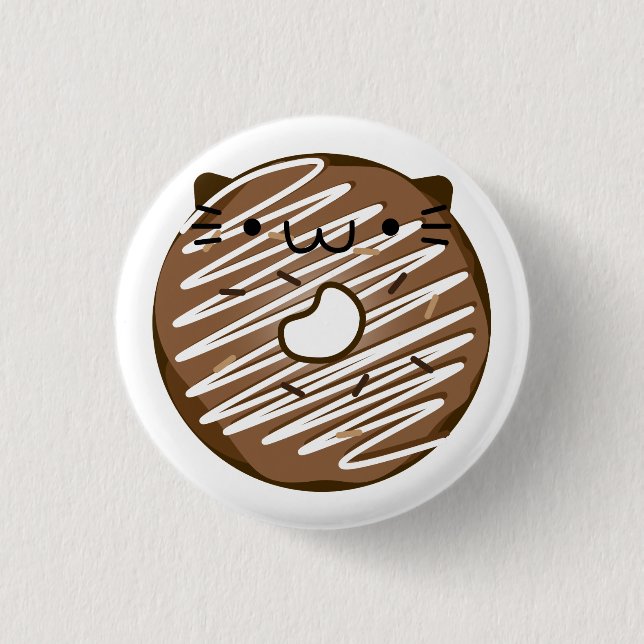 Badge Rond 2,50 Cm Bouton de beignet de chat de chocolat (Devant)