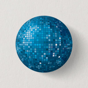 Badge Rond 2,50 Cm Bouton de bleu de boule de disco