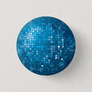 Badge Rond 2,50 Cm Bouton de bleu de boule de disco
