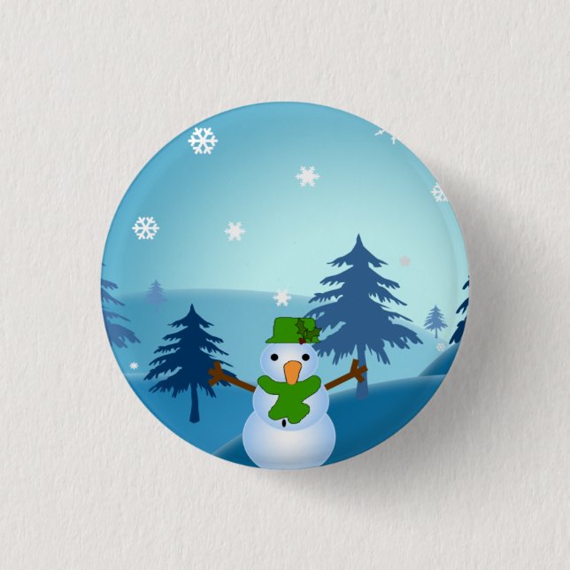 Badge Rond 2,50 Cm Bouton de bonhomme de neige (Devant)