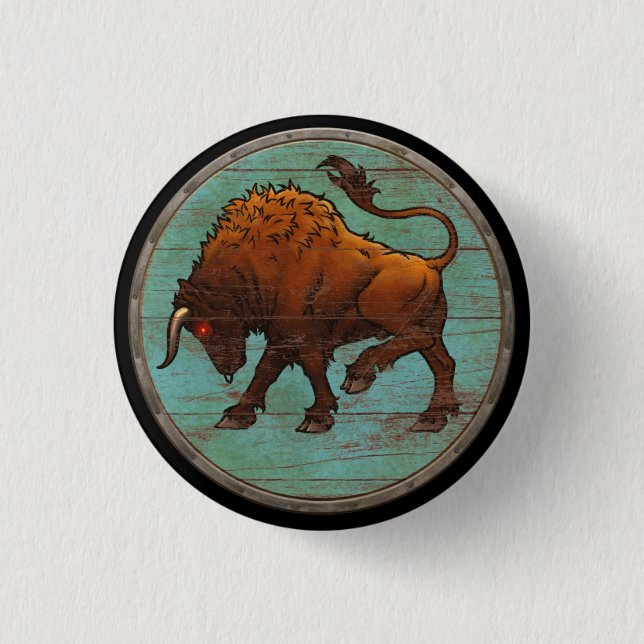 Badge Rond 2,50 Cm Bouton de bouclier de Viking - Auroch (Devant)