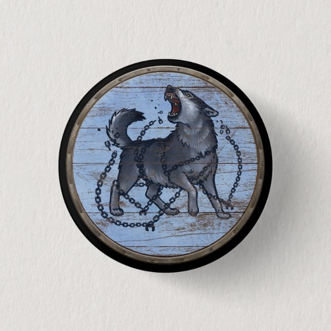 Badge Rond 2,50 Cm Bouton de bouclier de Viking - Fenrir (Devant)