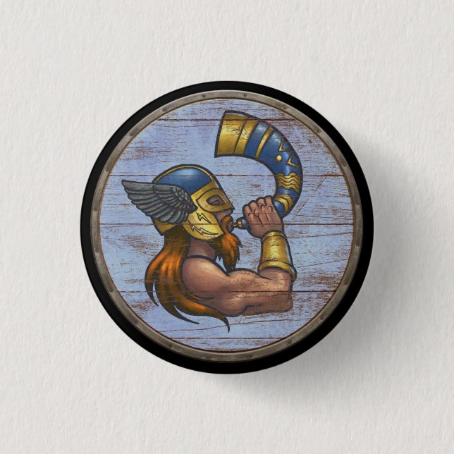 Badge Rond 2,50 Cm Bouton de bouclier de Viking - Heimdallr (Devant)