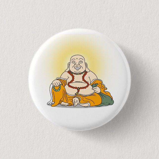 Badge Rond 2,50 Cm Bouton de Bouddha Rire (Devant)