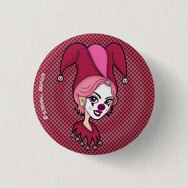 Badge Rond 2,50 Cm Bouton de bouffon rose (petit) (Devant)