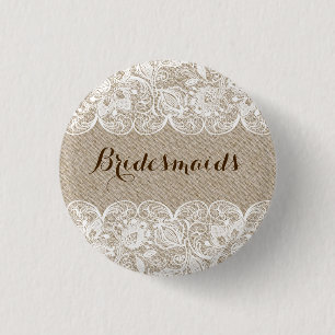 Badge Rond 2,50 Cm Bouton de bretelles en lin beige et dentelle blanc