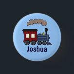 Badge Rond 2,50 Cm Bouton de cadeau d'anniversaire de train d'enfants<br><div class="desc">Caractéristiques de conception ce un train de locomotive à vapeur avec de la fumée soufflant hors de la cheminée. Personnalisez le texte pour le nom d'un enfant ou pour dire "merci de venir à ma partie". L'arrière - plan est bleu mais vous pouvez changer la couleur en la cliquant sur...</div>