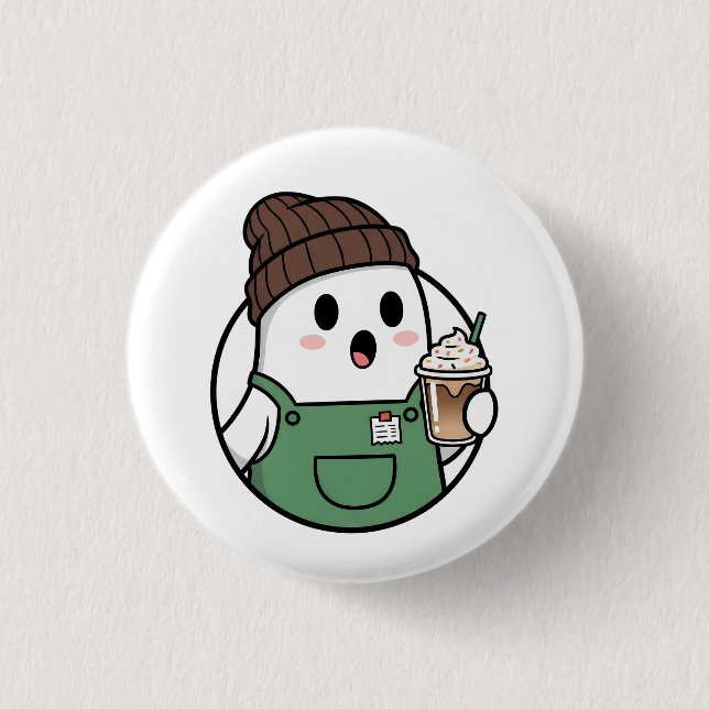 Badge Rond 2,50 Cm Bouton de café fantôme mignon (Devant)