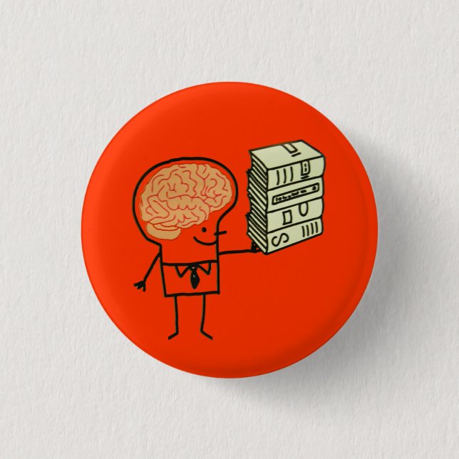 Badge Rond 2,50 Cm Bouton de cerveau de livre (Devant)