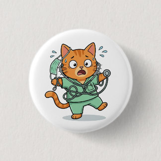 Badge Rond 2,50 Cm Bouton de chat de docteur mignon
