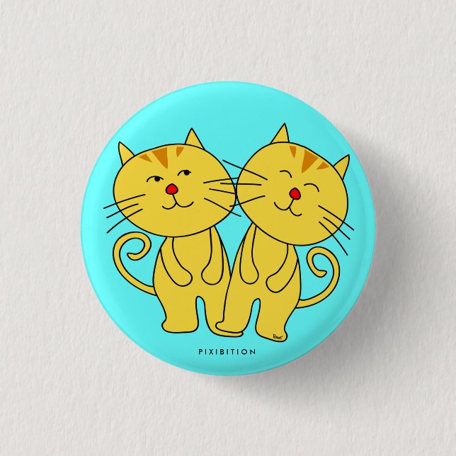 Badge Rond 2,50 Cm Bouton de chat de jumeaux (Devant)