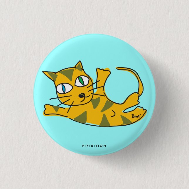 Badge Rond 2,50 Cm Bouton de chat de renversement (Devant)