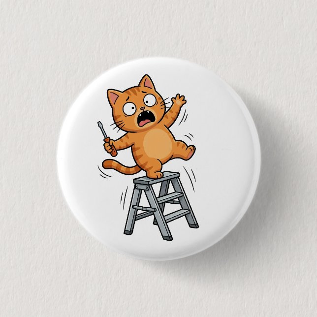 Badge Rond 2,50 Cm Bouton de chat maladroit drôle (Devant)