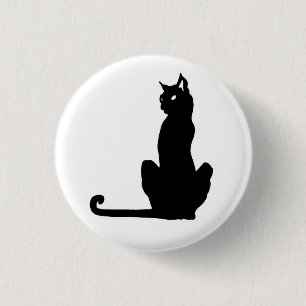 Badge Rond 2,50 Cm Bouton de chat noir