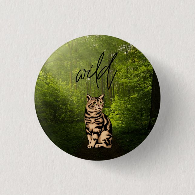 Badge Rond 2,50 Cm bouton de chat sauvage (Devant)
