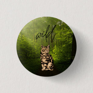 Badge Rond 2,50 Cm bouton de chat sauvage