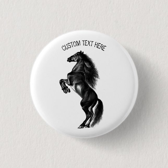 Badge Rond 2,50 Cm Bouton de cheval sauvage noir droit avec texte per (Devant)
