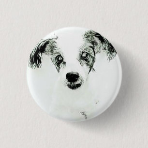 Badge Rond 2,50 Cm Bouton de Chien Mignon avec Grandes Oreilles