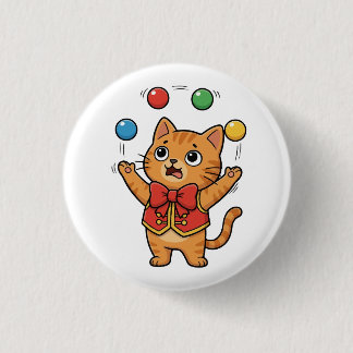 Badge Rond 2,50 Cm Bouton de cirque de chat jongleur